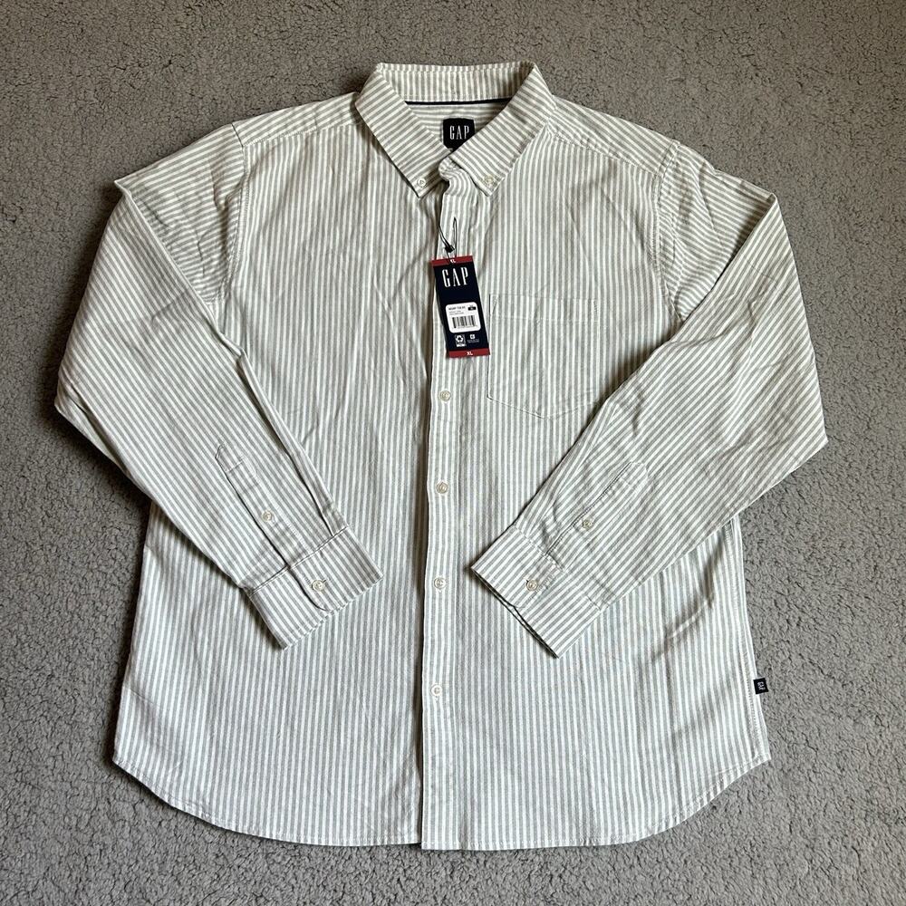 Gap Mens Size XL Shale Green Cotton Modern Oxford Collared Button Down Shirt NWT